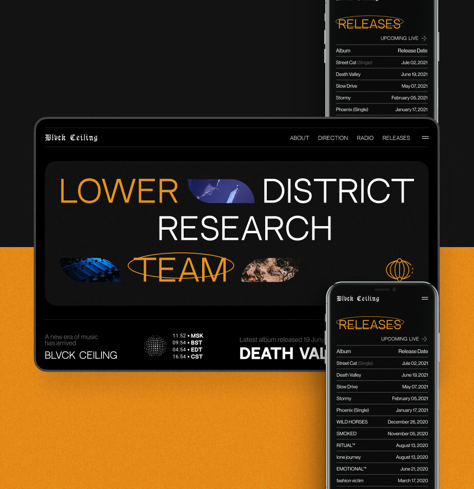 BLVCK CEILING Web Design, UX/UI design case, concept